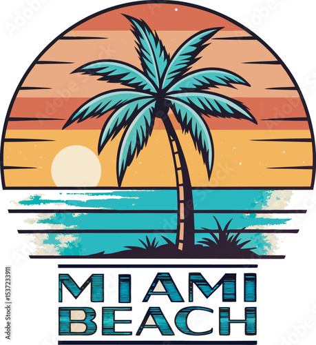 tropical island with palm tree vector design for  vintage t-shirt design 