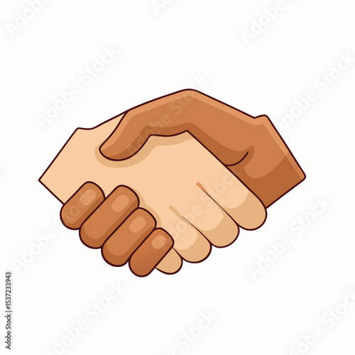 Illustration of interracial handshake symbolizing agreement unity cooperation and collaboration