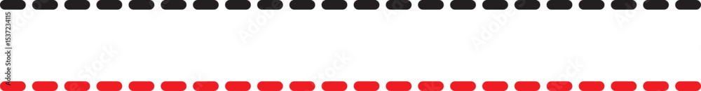 Horizontal dashed lines. Marker hand-drawn line border and scribble design elements.Vector isolated on black and red dash line. Lines hand drawn paint brush stroke. 