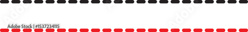 Horizontal dashed lines. Marker hand-drawn line border and scribble design elements.Vector isolated on black and red dash line. Lines hand drawn paint brush stroke. 