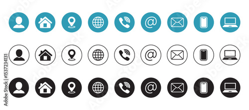 Set of Contact and web icons.Vector