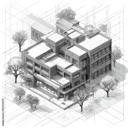School environment. Set of very detailed isometric vector