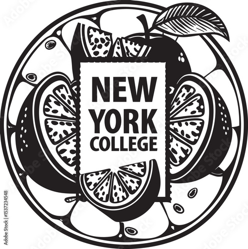 Apple and lemon silhouette vector design for New York 