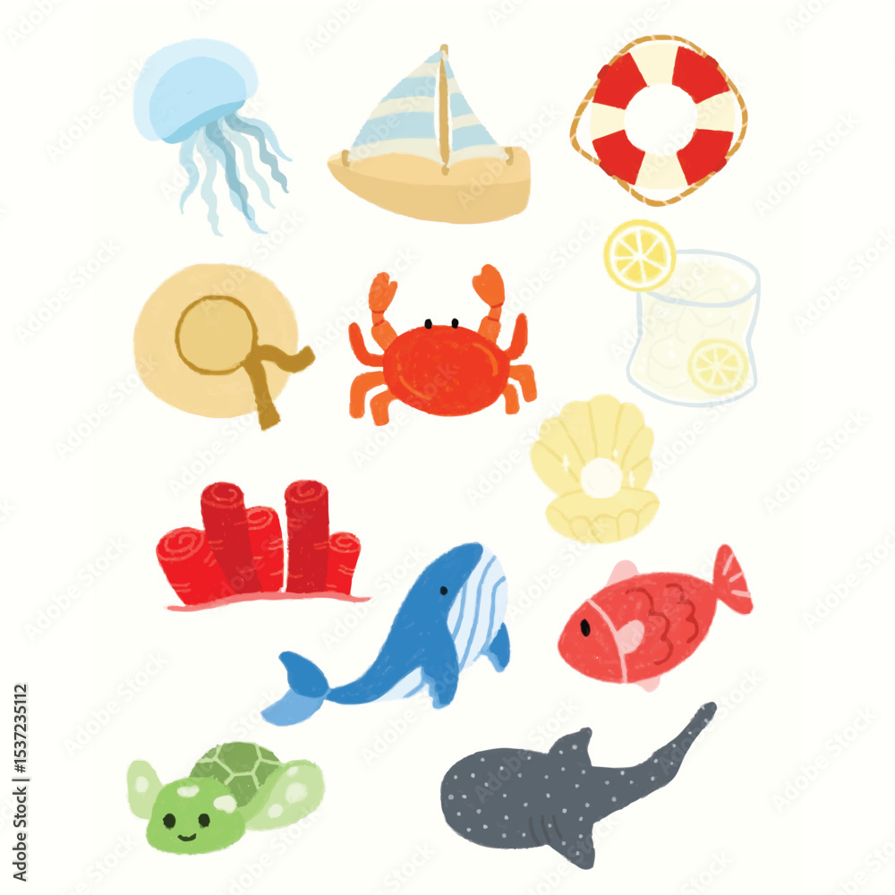 Fototapeta premium Sea Life set