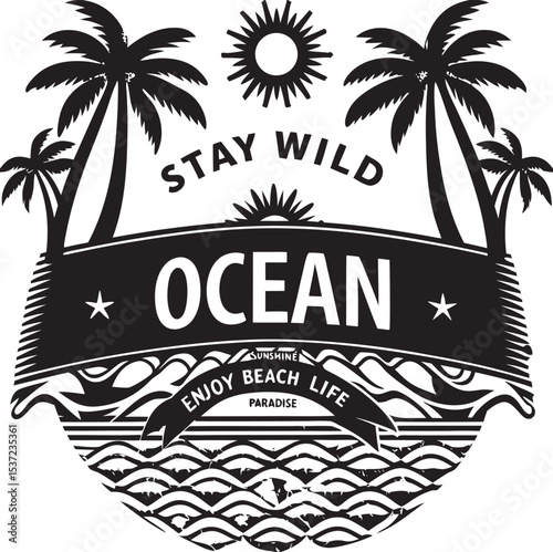 vintage summer poster for t-shirt design vector on white