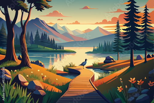 sunset over the river