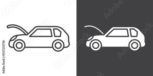 broken car with open hood icon symbol illustration logo