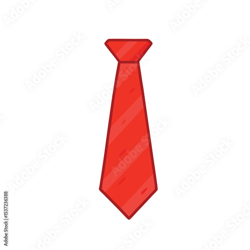 Simple illustration of a bright red tie on white background for professional business concepts