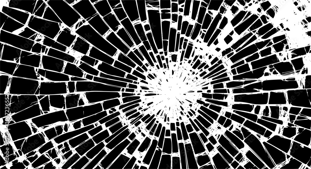 Obraz premium abstract shattered glass texture with sharp fragments overlay black vector pattern 