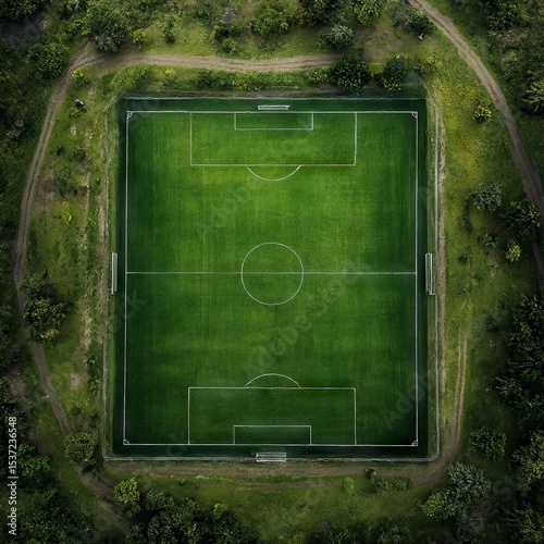 Green grass soccer field background. Vector EPS10 illustration. 