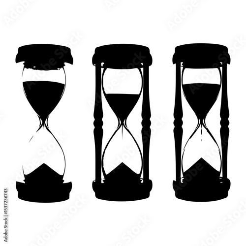 Minimalist Black Hourglass Silhouette on White Background

