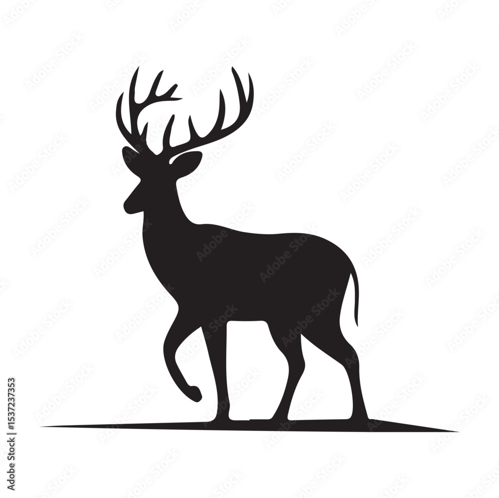 Obraz premium Elegant Horned Deer Vector AI-Created Wildlife Animal Illustration on Clean Background