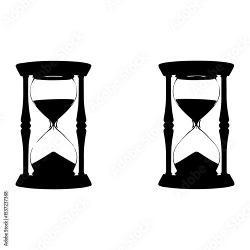 Minimalist Black Hourglass Silhouette on White Background

