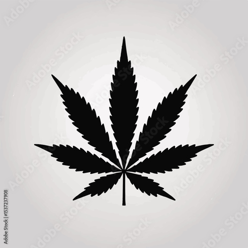 Cannabis Leaf Black Silhouette Vector Icon Illustration
