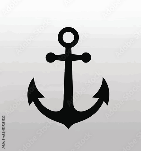 Anchor Symbol Black Silhouette Vector Icon Illustration

