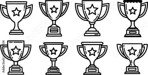trophy illustrations with star decorations

