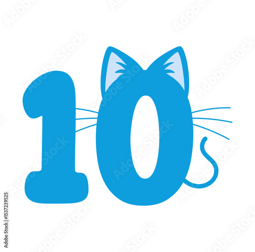 Tenth Birthday Svg file, Happy Birthday Vector, Cat Number 10 File, Birthday Kid Design, Kitty Number 10 Svg, Birthday Boy Clipart, Birthday Party Design, 10th Birthday Clipart, Cat Number 10 File.