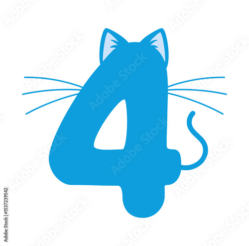 Fourth Birthday Svg file, Happy Birthday Vector, Cat Number 4 File, Birthday Kid Design, Kitty Number 4 Svg, Birthday Boy Clipart, Birthday Party Design, 4th Birthday Clipart, Cat Number 4 File.