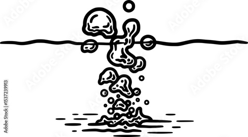 air bubbles rising in water in monochrome outline vector
