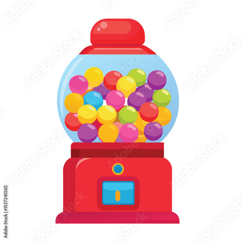 Colorful gumball machine filled with vibrant assorted gumballs vector illustration