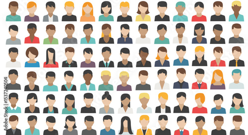 Diverse Collection of People's Avatars Representing a Wide Range of Human Profiles and Appearances