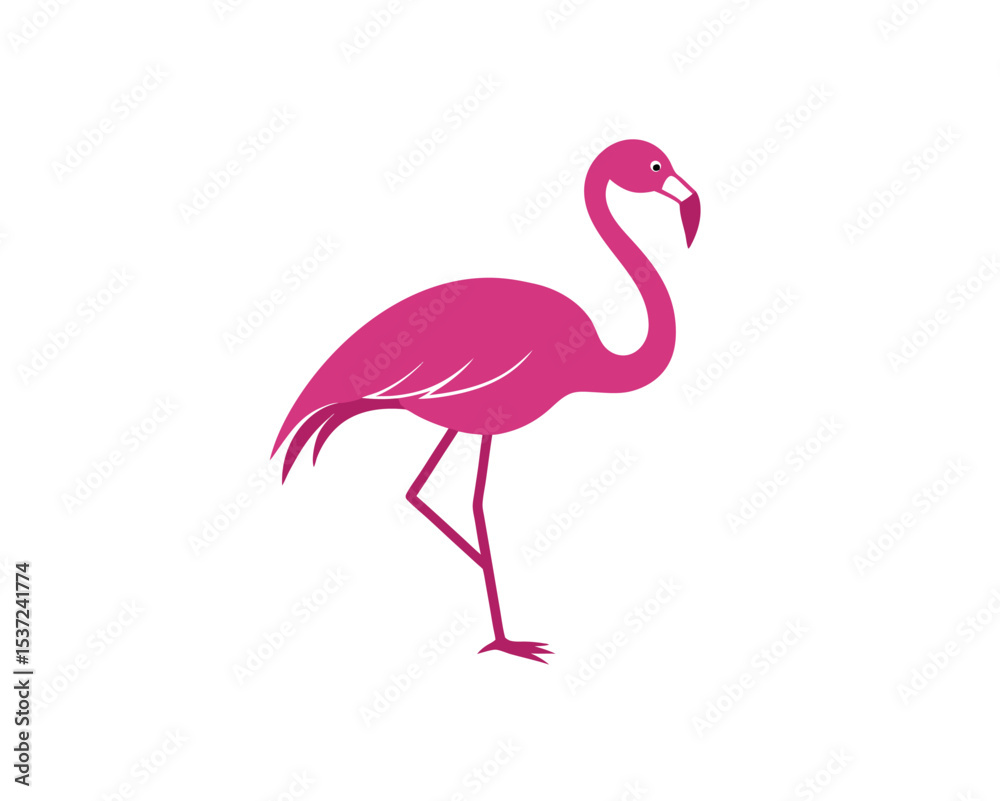 Fototapeta premium Minimal Flamingo Silhouette – Elegant Bird Vector on Plain Background