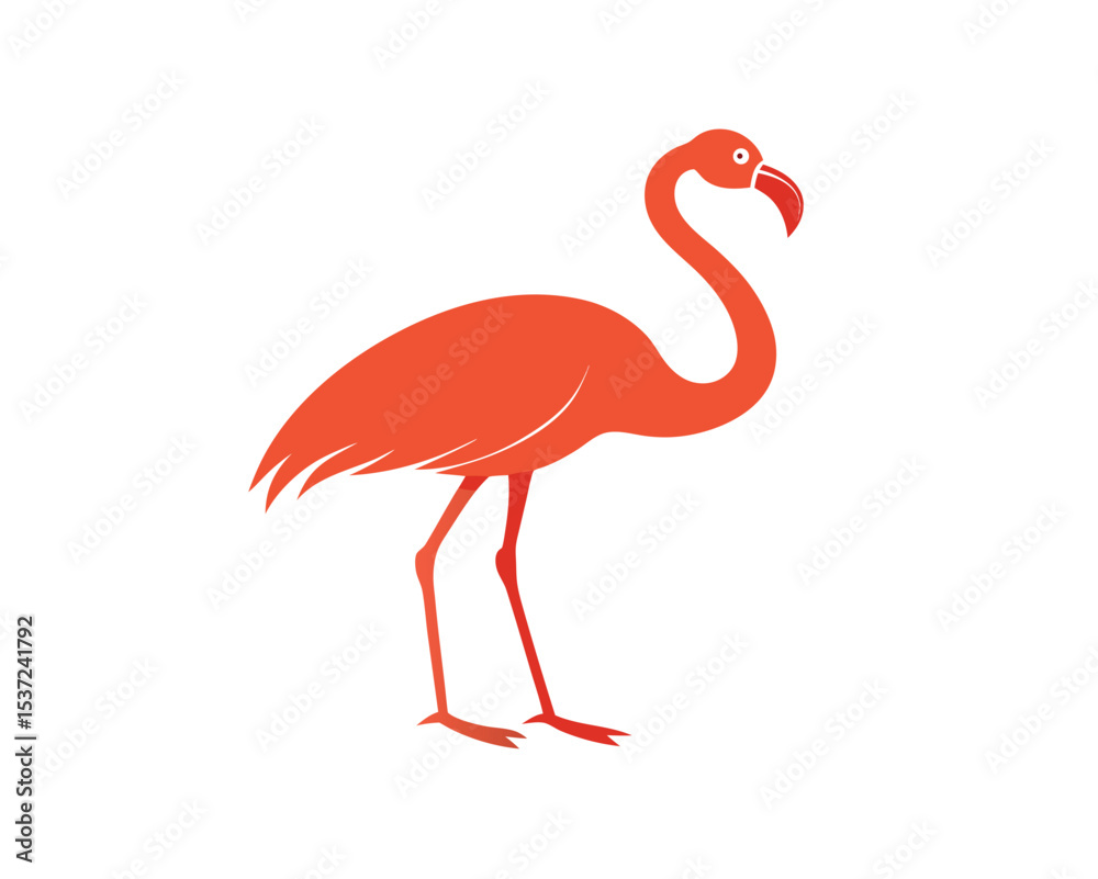 Fototapeta premium Minimal Flamingo Silhouette – Elegant Bird Vector on Plain Background