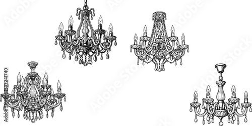 vintage chandelier hand drawn vector sketch
