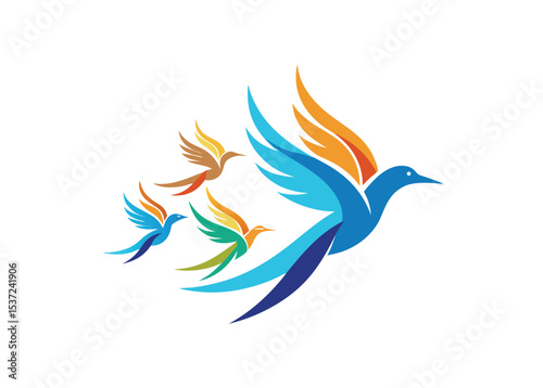 Abstract Flying Birds Silhouette – Wildlife Protection Concept

