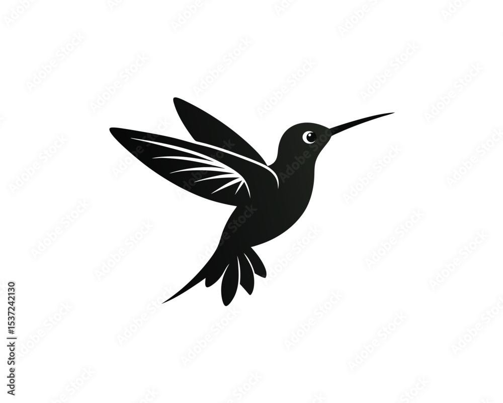 Obraz premium Colorful Hummingbird Vector Art – Silhouette Vector tropical Wildlife Bird Design Isolated