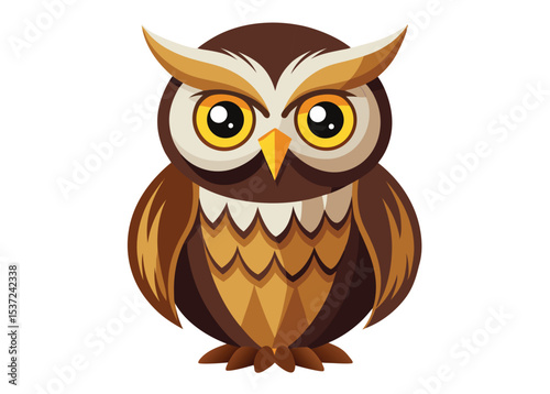 Minimalist Owl Vector Illustration – Flat Design Wildlife Bird on Plain Background