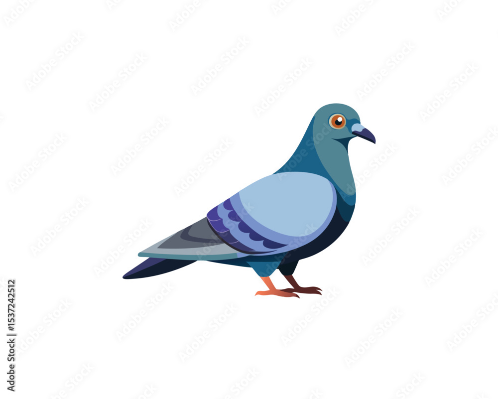Obraz premium Minimalist Pigeon Bird Silhouette – Isolated Wildlife Vector Icon Pigeon Icon in Flat Vector Style – Isolated Bird Illustration on White