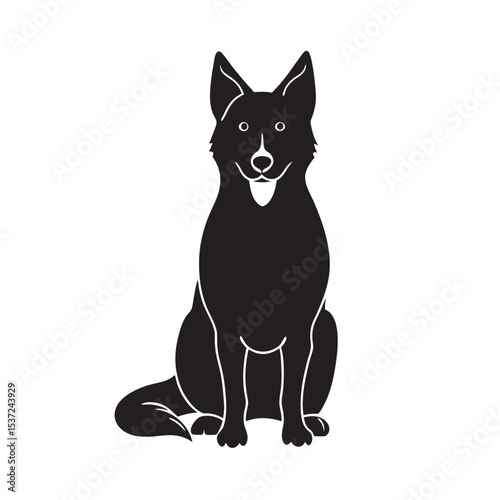Australian Shepherd Pet Silhouette Sitting Pose