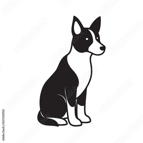 Border Collie Sitting Dog Silhouette Art