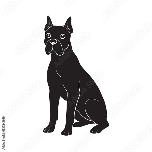 Boxer Dog Sitting Silhouette Vector Design