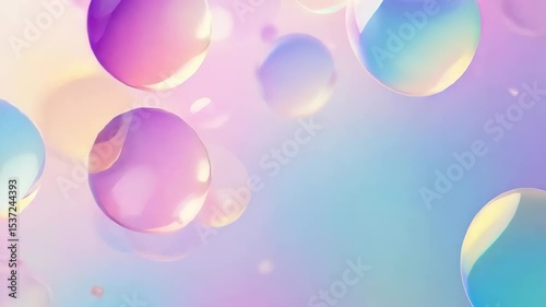 FloatiFreshly Baked Pizza Margherita with Basil and Tomatoesg Soap Bubbles on a Pastel Rainbow Background