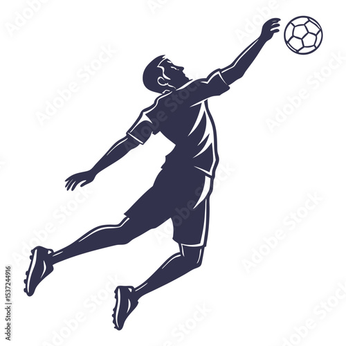 footballer silhouette jumping to head the ball eps