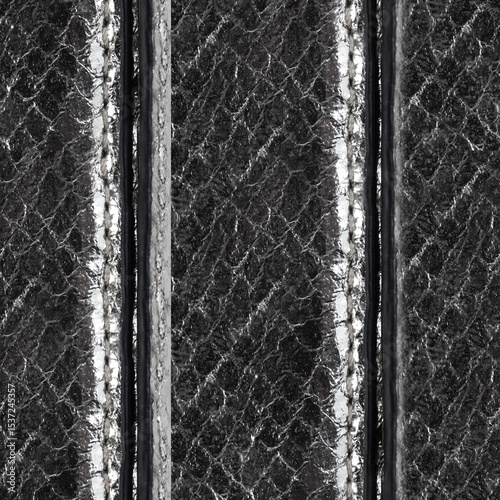 Seamless 4k photo texture material of ribbed black snake leather surface.
