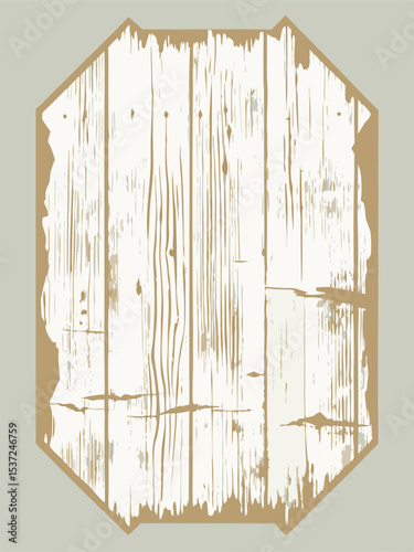 Wooden label on gray background. Vector illustration.