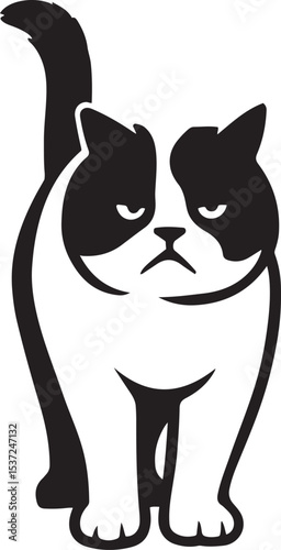 Annoyed cat illustration funny pet sketch, Grumpy cat design for humor merchandise