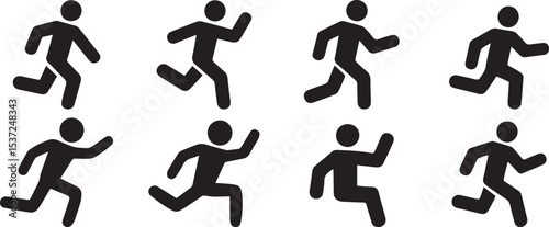 Running man figures icon set motion graphics. eps-10