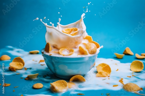Milk splash on cereal