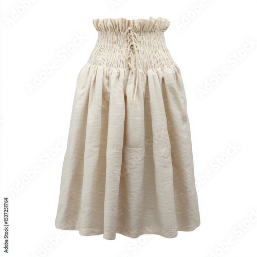 A white skirt with a ruffle at the bottom