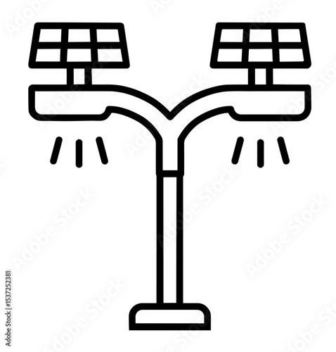 Dual Solar Powered Street Lamp, Renewable Energy Lighting, Eco-Friendly Urban Infrastructure, Outdoor Sustainable Technology, Solar Panels Street Light, Green Energy Solution for Smart Cities