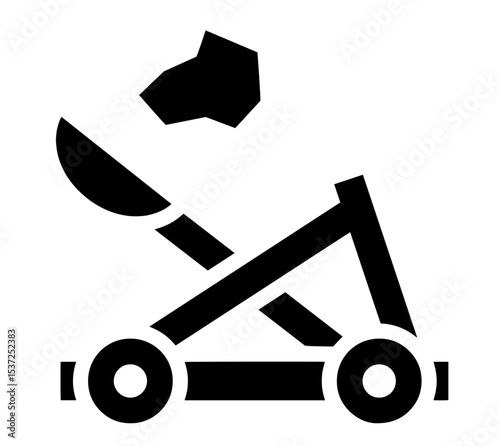 Catapult Launching Stone, Medieval Siege Weapon, Ancient Military Artillery, Historical Warfare Equipment, Battle Strategy, Castle Attack, War Machine for Fortification Destruction