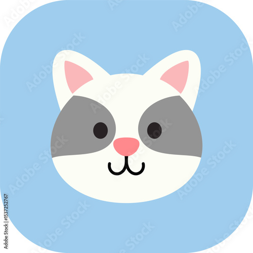 Raccoon with cute cartoon face