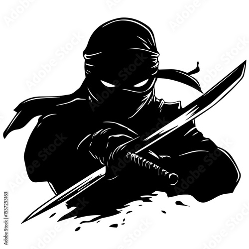 Ninja vector illustration isolated on transparent background