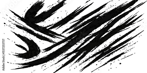 Black ink splatters form a grunge background with paint spray, creating a dirty blot texture for abstract design elements