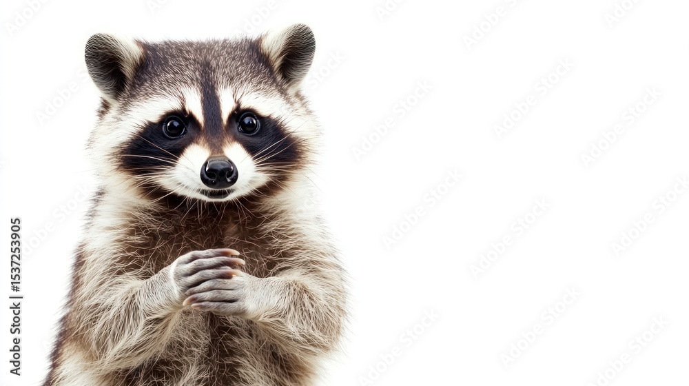 Obraz premium Raccoon portrait against white background