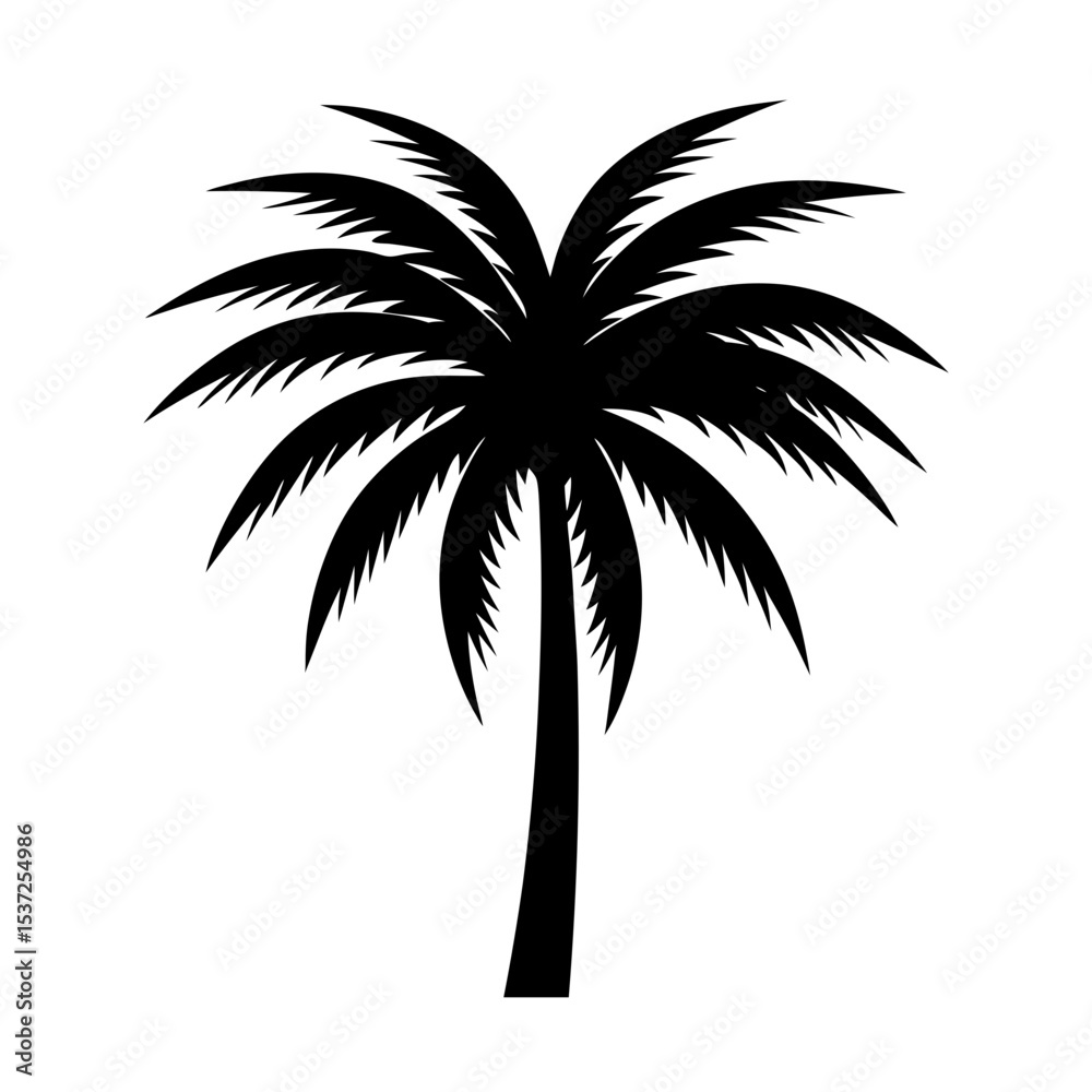 Obraz premium Palm tree silhouette on white background vector illustration